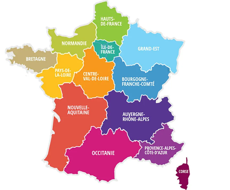 Carte des régions de France